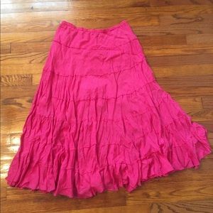 Hot pink skirt ruffle handkerchief hippie boho